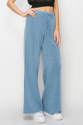 Women's Chic Drawstring Wide Leg Pants - Comfortable & Stylish